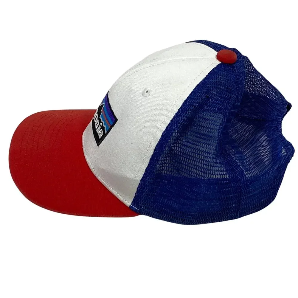 Patagonia Fitz Roy Trucker Hat Cap Mesh SnapBack Blue White Red Used - Picture 2 of 6